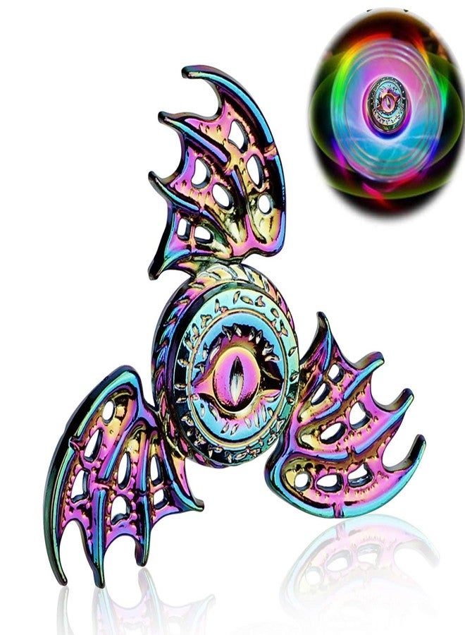 Anzmtosn Phoenix Cool Fidget Hand Spinners Dragon Wing Finger Spinner Metal Focus Stainless Steel Fingertip Gyro Stress Relief Spiral Twister Toy Party Favors Birthday Gift for Kids Adults(Rainbow) - Image 1